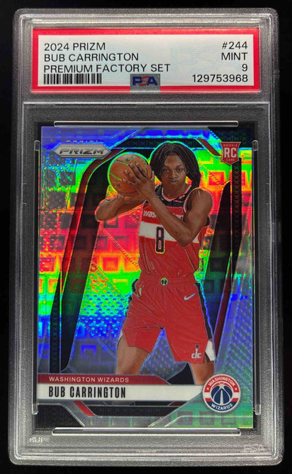 2024-25 Panini Prizm Premium Factory Set Prizm #244 Bub Carrington /150 PSA 9