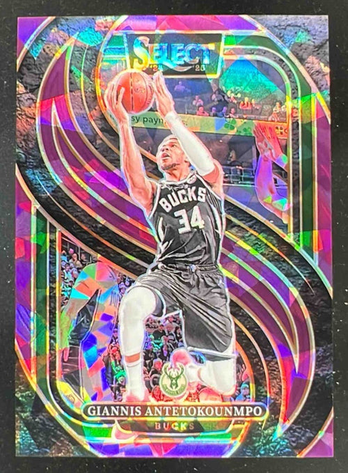 2024-25 Select Premier Purple Cracked Ice Prizm #137 Giannis Antetokounmpo /99