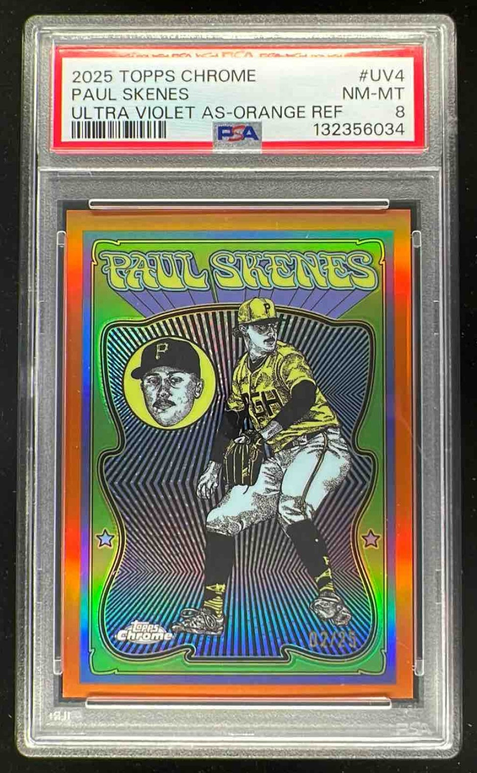 2025 Topps Chrome Ultraviolet All-Stars Orange #UV-4 Paul Skenes /25 PSA 8