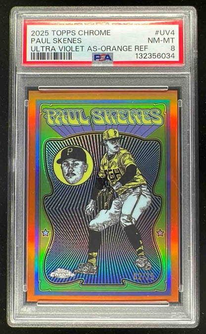 2025 Topps Chrome Ultraviolet All-Stars Orange #UV-4 Paul Skenes /25 PSA 8