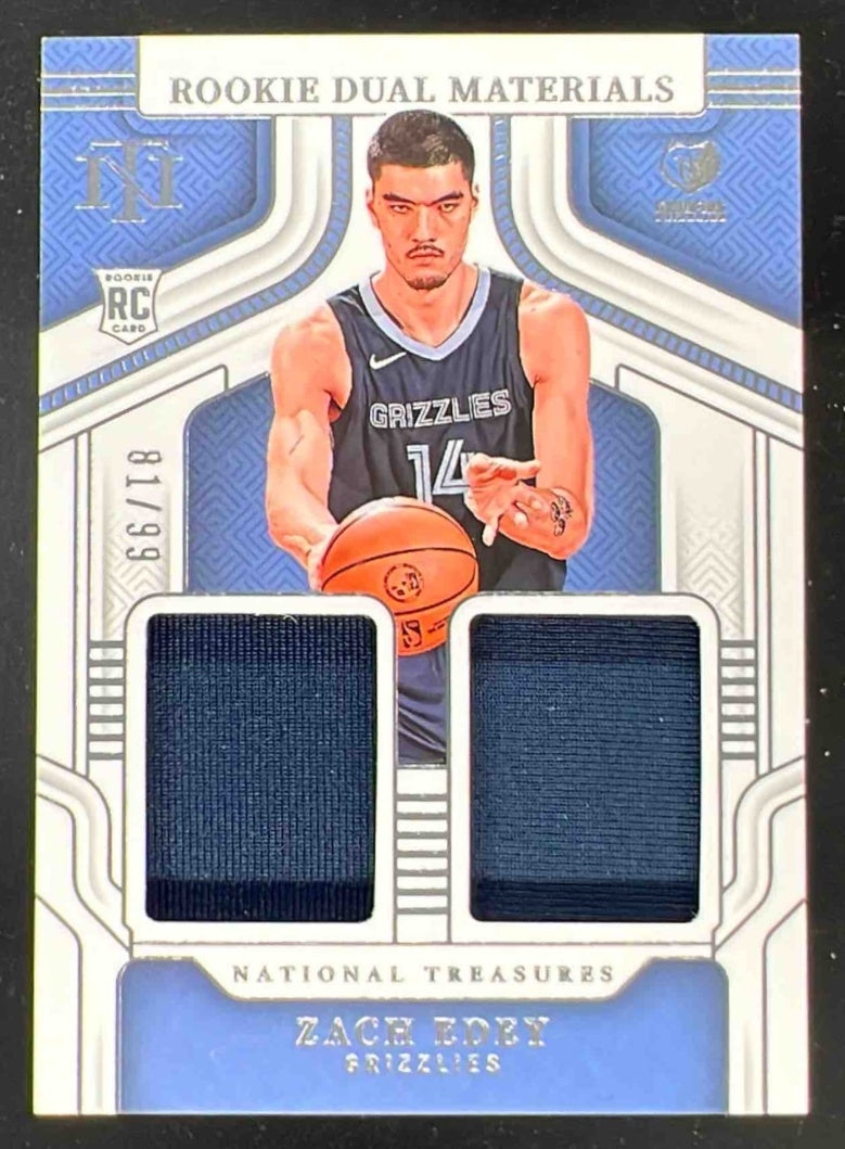2024-25 Panini National Treasures Rookie Dual Materials #14 Zach Edey RC /99