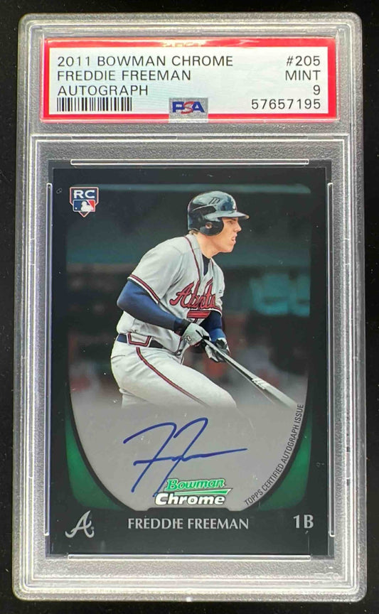 2011 Bowman Chrome Rookie Autographs #205 Freddie Freeman RC Auto PSA 9