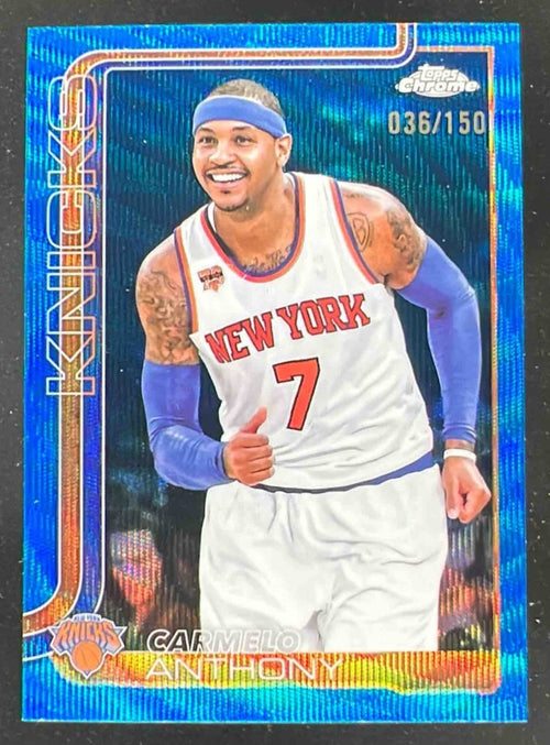 2025-26 Topps Chrome Blue Wave Refractor #248 Carmelo Anthony /150