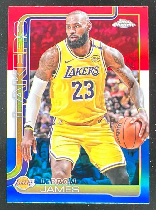 2025-26 Topps Chrome Red, White & Blue Refractor #127 LeBron James