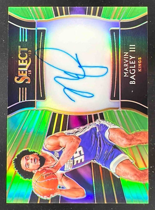 2018 Select Rookie Signatures Neon Green Prizms Marvin Bagley III RC Auto /99