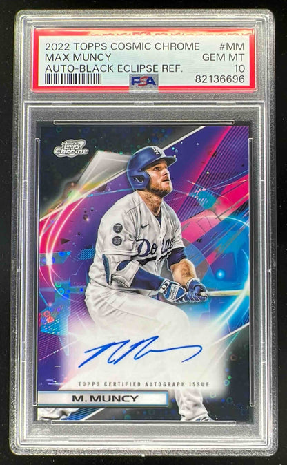 2022 Topps Cosmic Chrome Black Eclipse Refractor #MM Max Muncy Auto /10 PSA 10