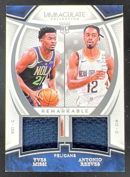 2024 Immaculate Remarkable Jerseys Dual Yves Missi Antonio Reeves RC /75