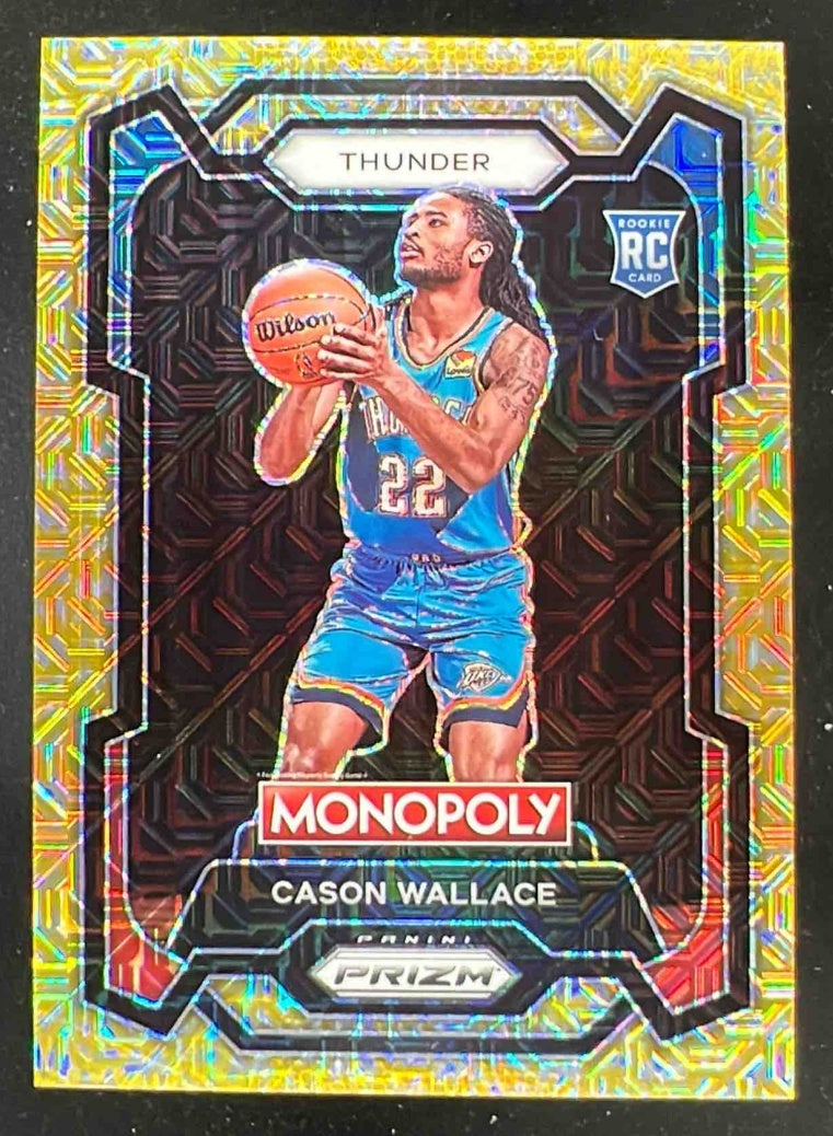 2023-24 Panini Prizm Monopoly Gold Millionaire Shimmer #63 Cason Wallace RC /500