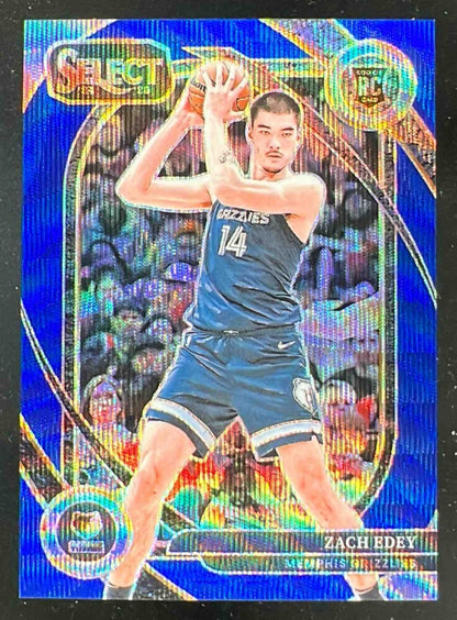 2024-25 Panini Select Courtside Blue Wave Prizm #280 Zach Edey RC /75
