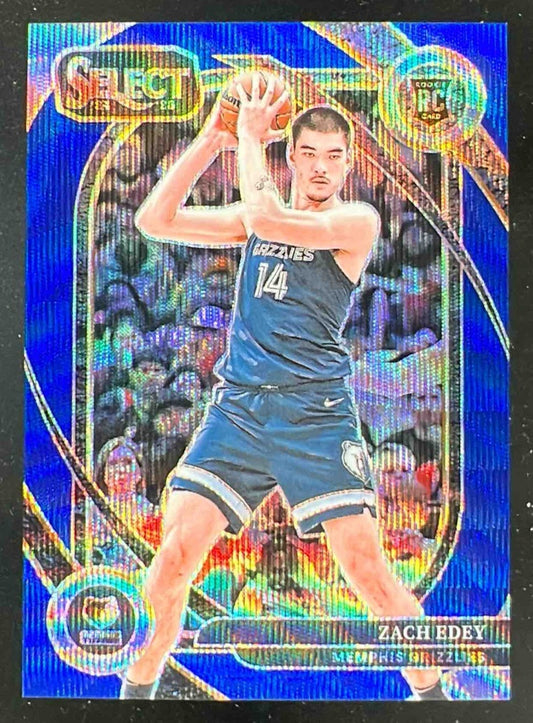 2024-25 Panini Select Courtside Blue Wave Prizm #280 Zach Edey RC /75